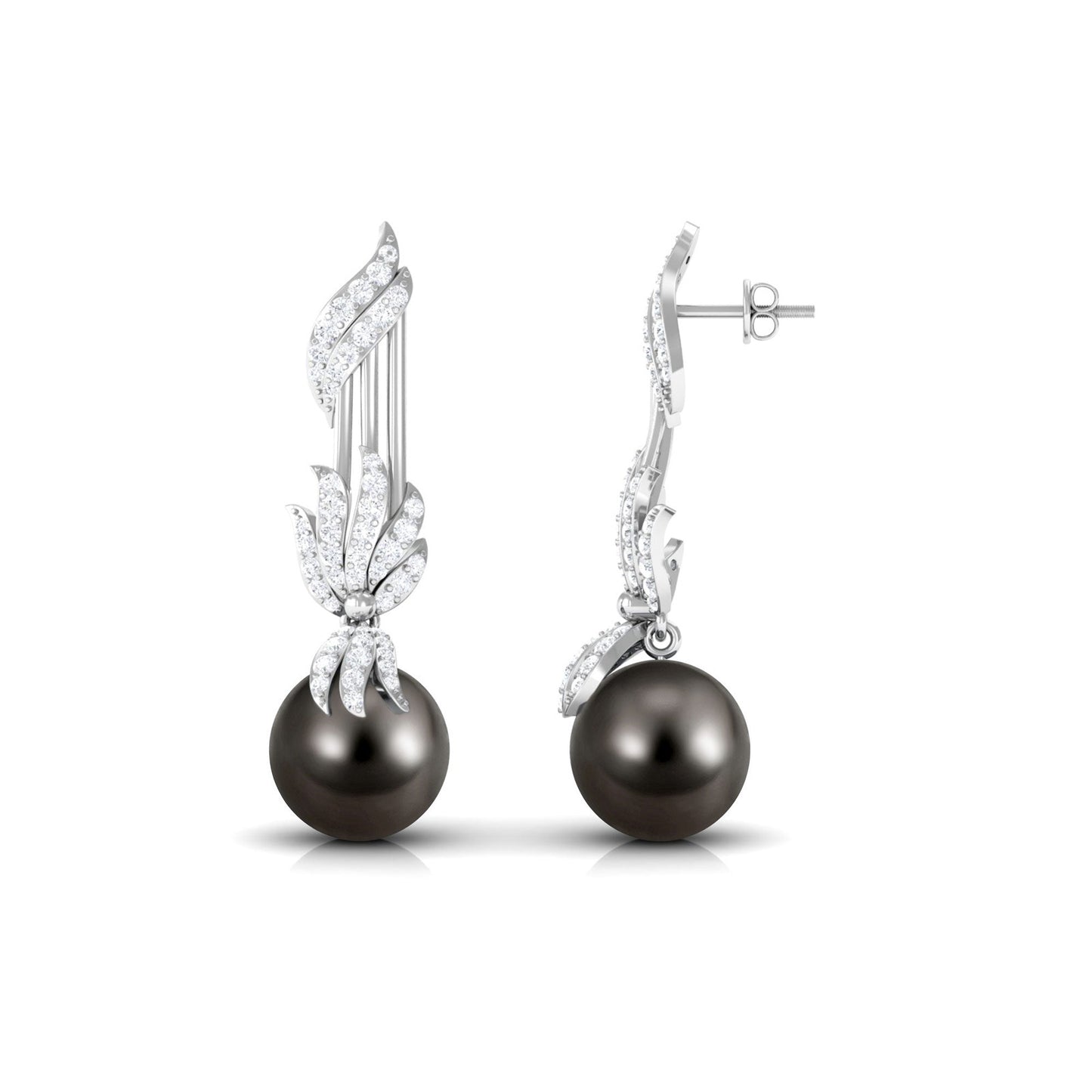 Designer 15 Carat Tahitian Pearl Dangle Earrings with Diamond
