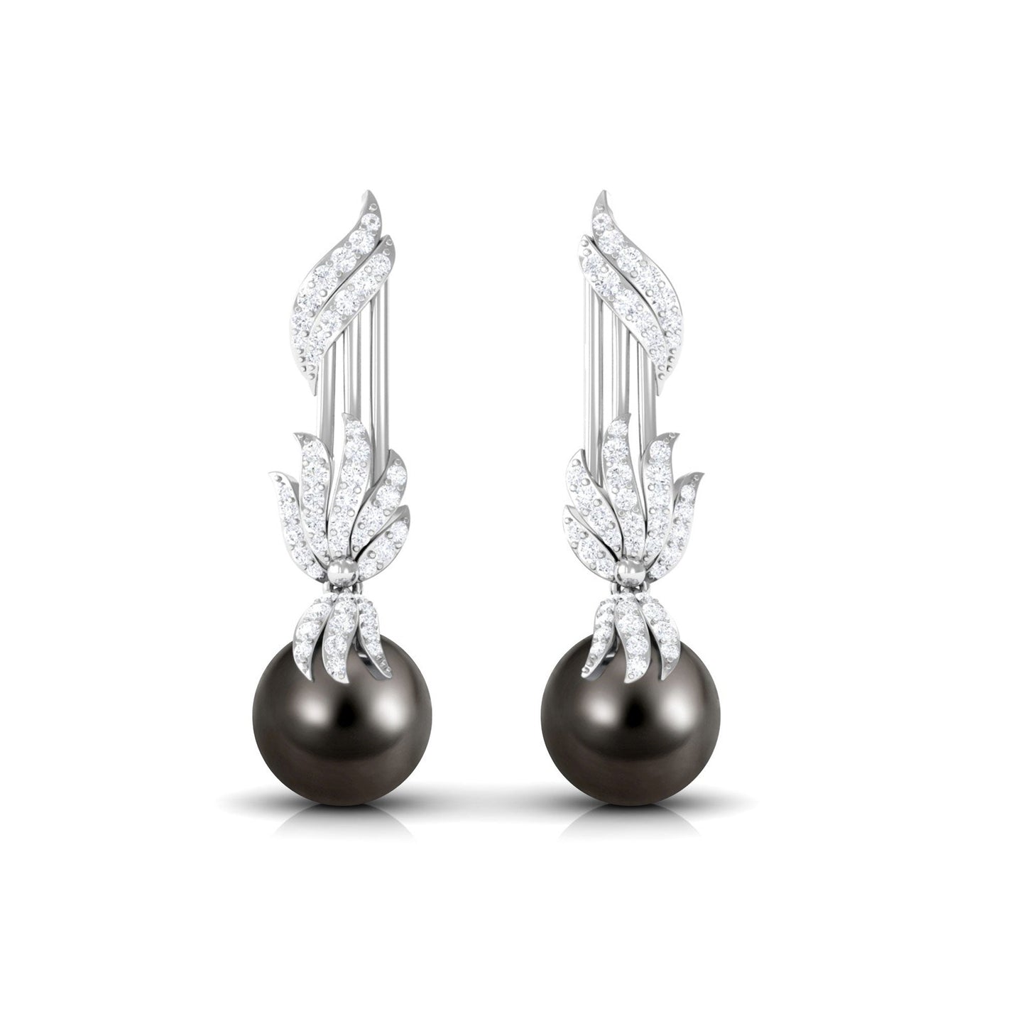 Designer 15 Carat Tahitian Pearl Dangle Earrings with Diamond