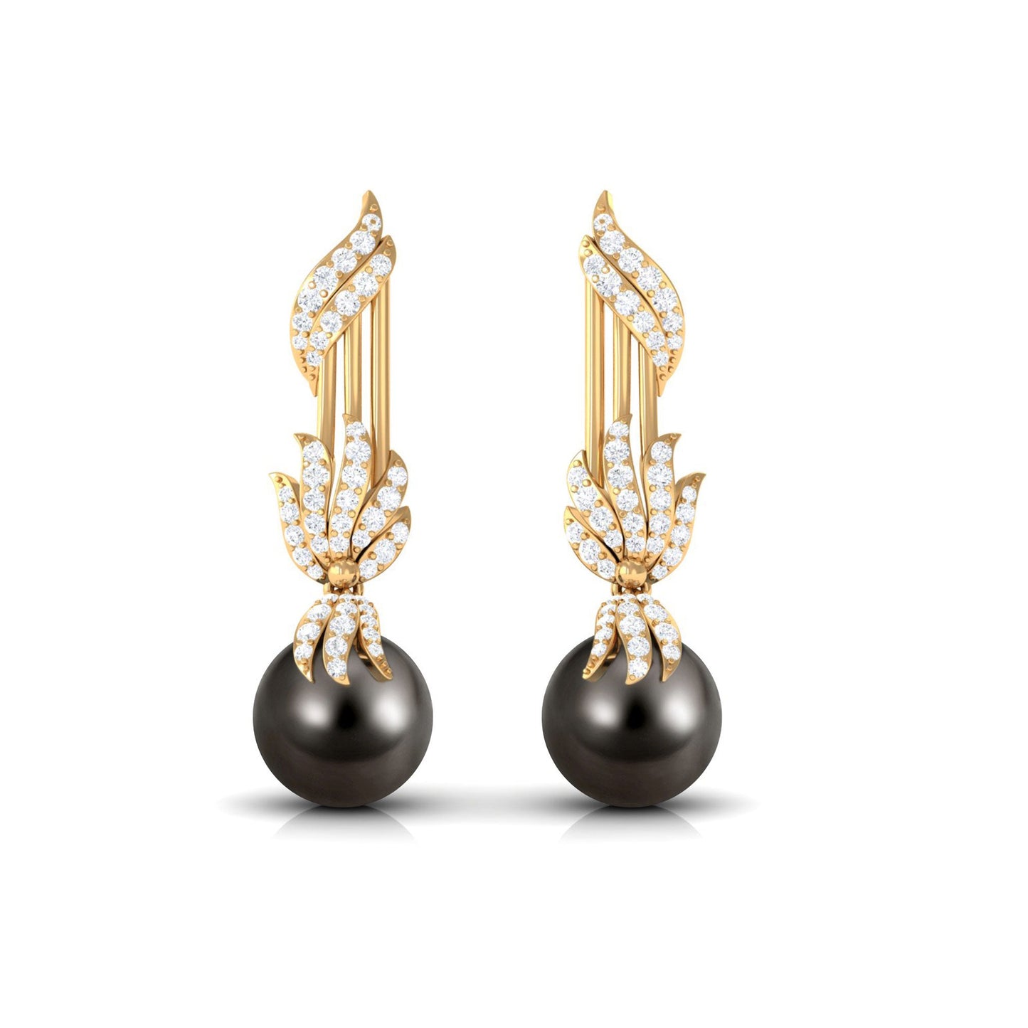 Designer 15 Carat Tahitian Pearl Dangle Earrings with Diamond