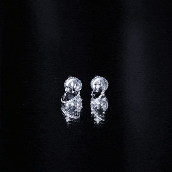 Lab Created Black and White Diamond Unique Stud Earrings