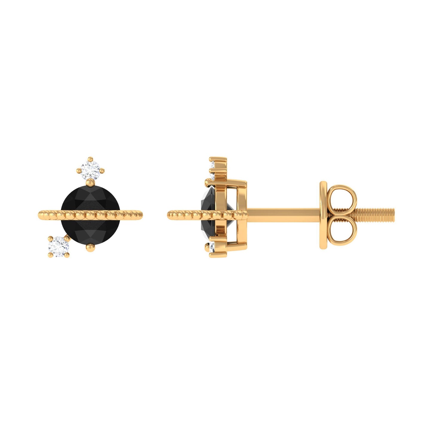 Lab Created Black and White Diamond Unique Stud Earrings