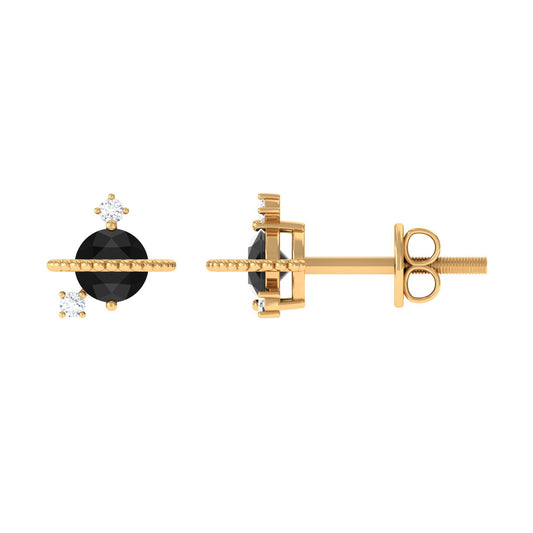Lab Created Black and White Diamond Unique Stud Earrings