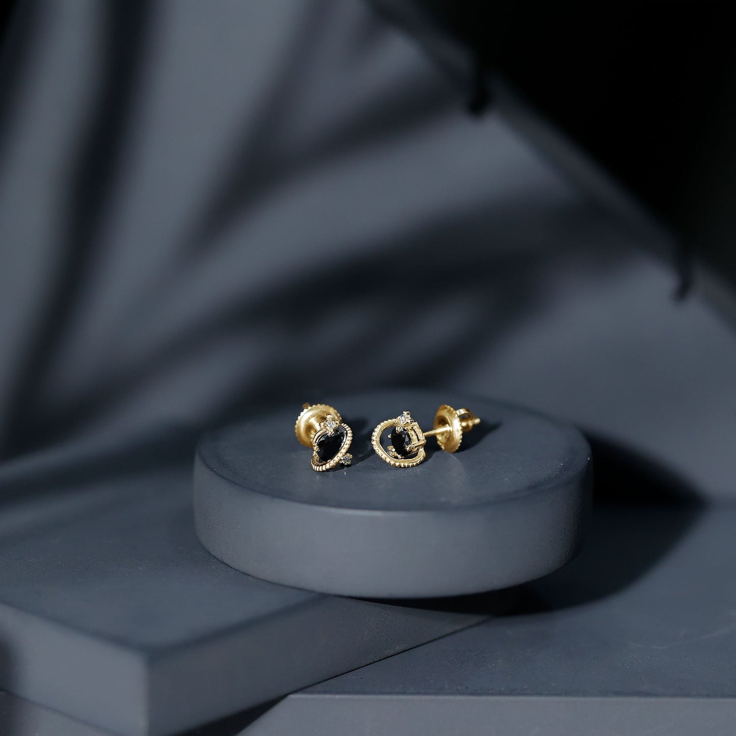 Lab Created Black and White Diamond Unique Stud Earrings