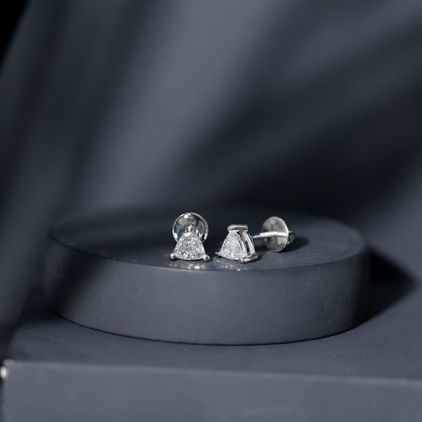 Trilliant Cut 5 MM Lab Grown Diamond Solitaire Stud Earrings