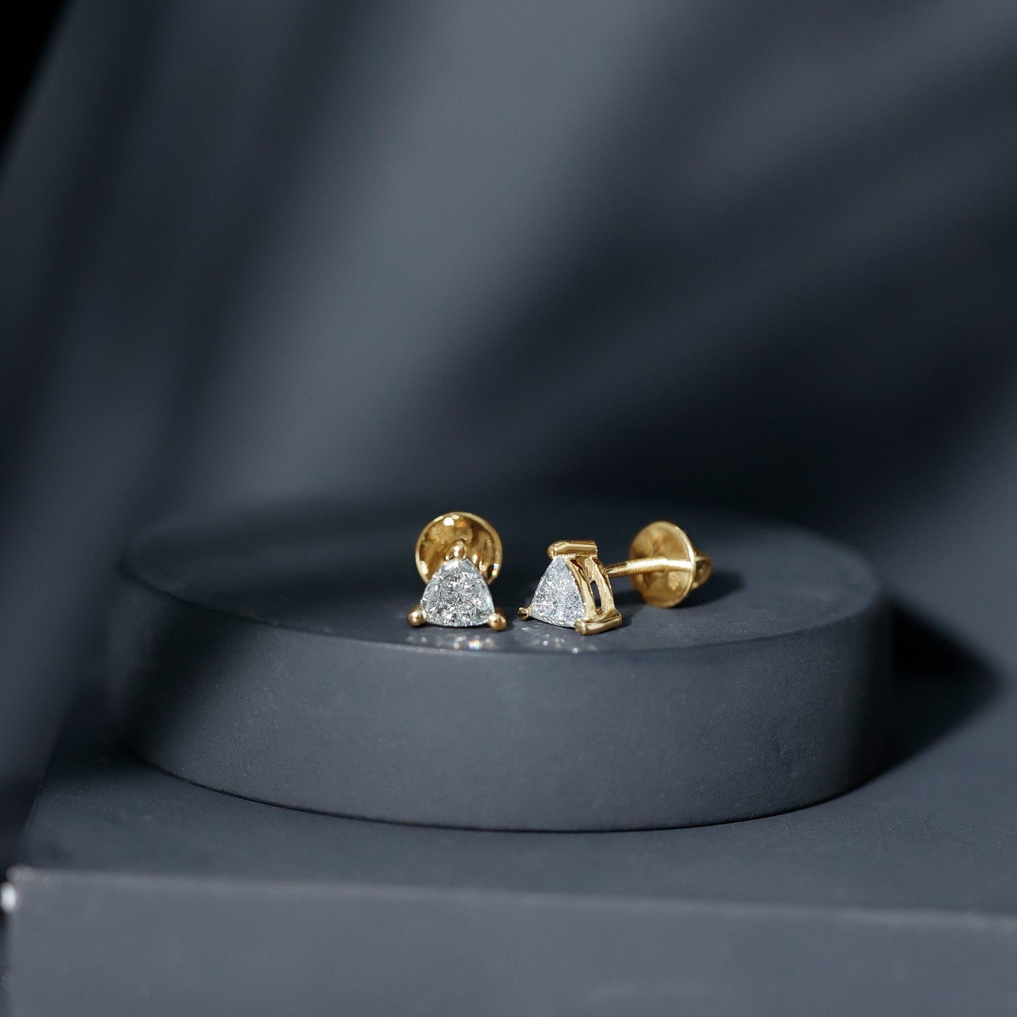 Trilliant Cut 5 MM Lab Grown Diamond Solitaire Stud Earrings