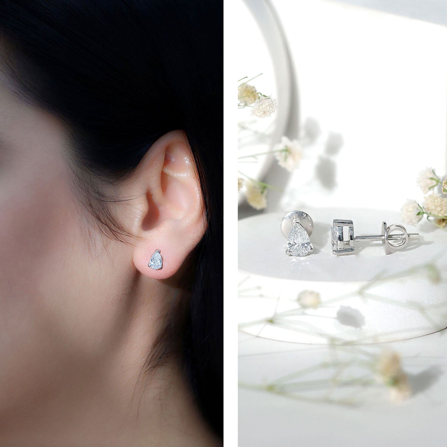 Certified 0.7 Carat Lab Grown Diamond Stud Earrings in Sterling Silver