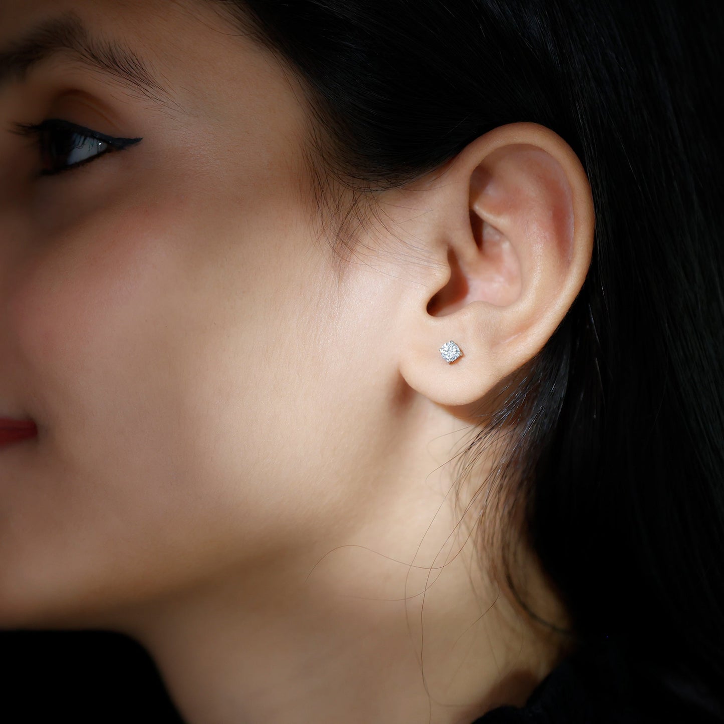 Certified Cubic Zirconia Half Carat Stud Earrings with Screw Back
