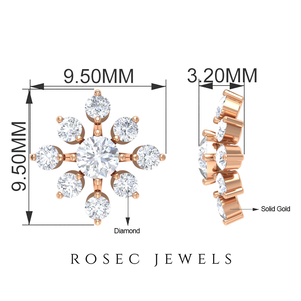 Round Cut Diamond Flower Stud Earrings for Women