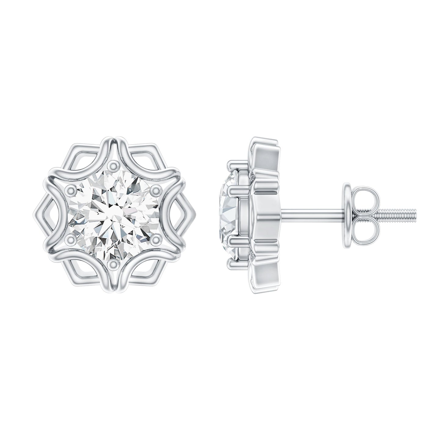 Lab Grown Diamond 1 Carat Stud Earrings With Screw Back