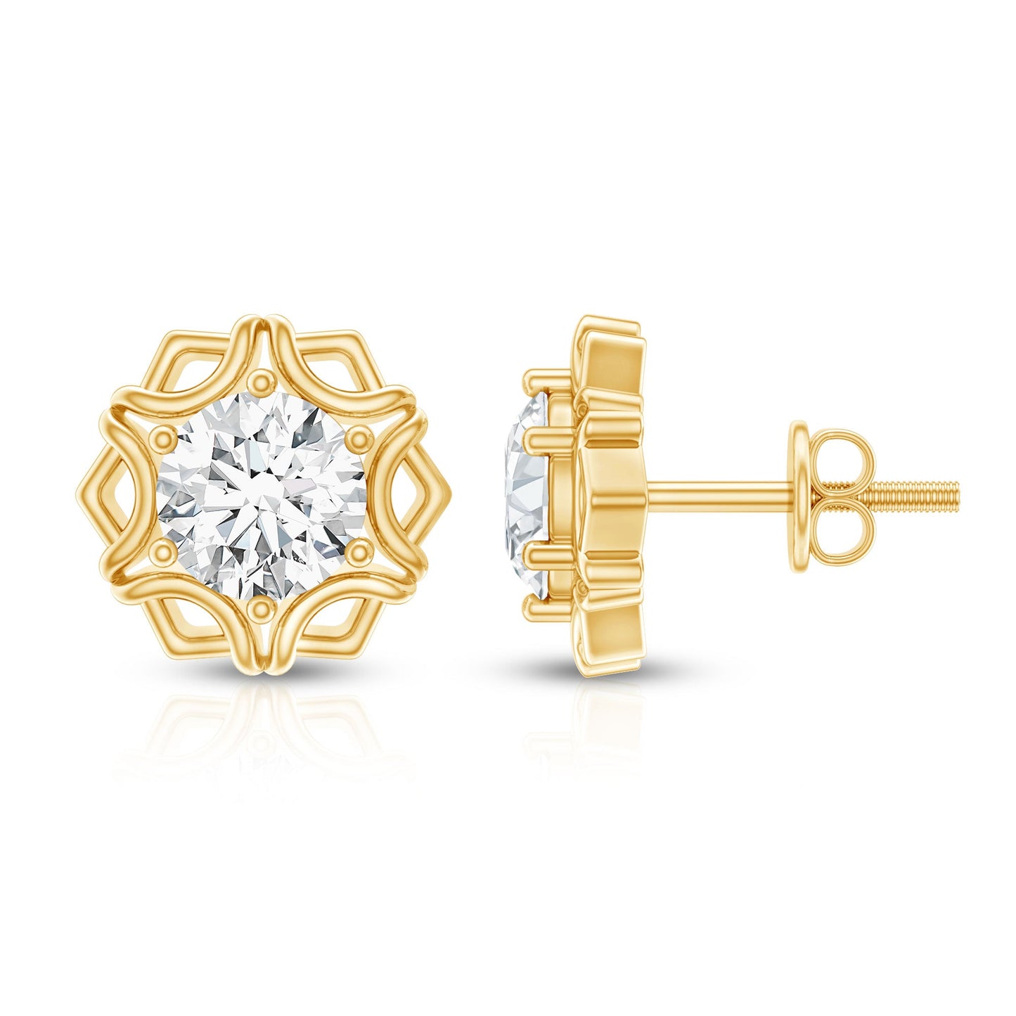 Lab Grown Diamond 1 Carat Stud Earrings With Screw Back