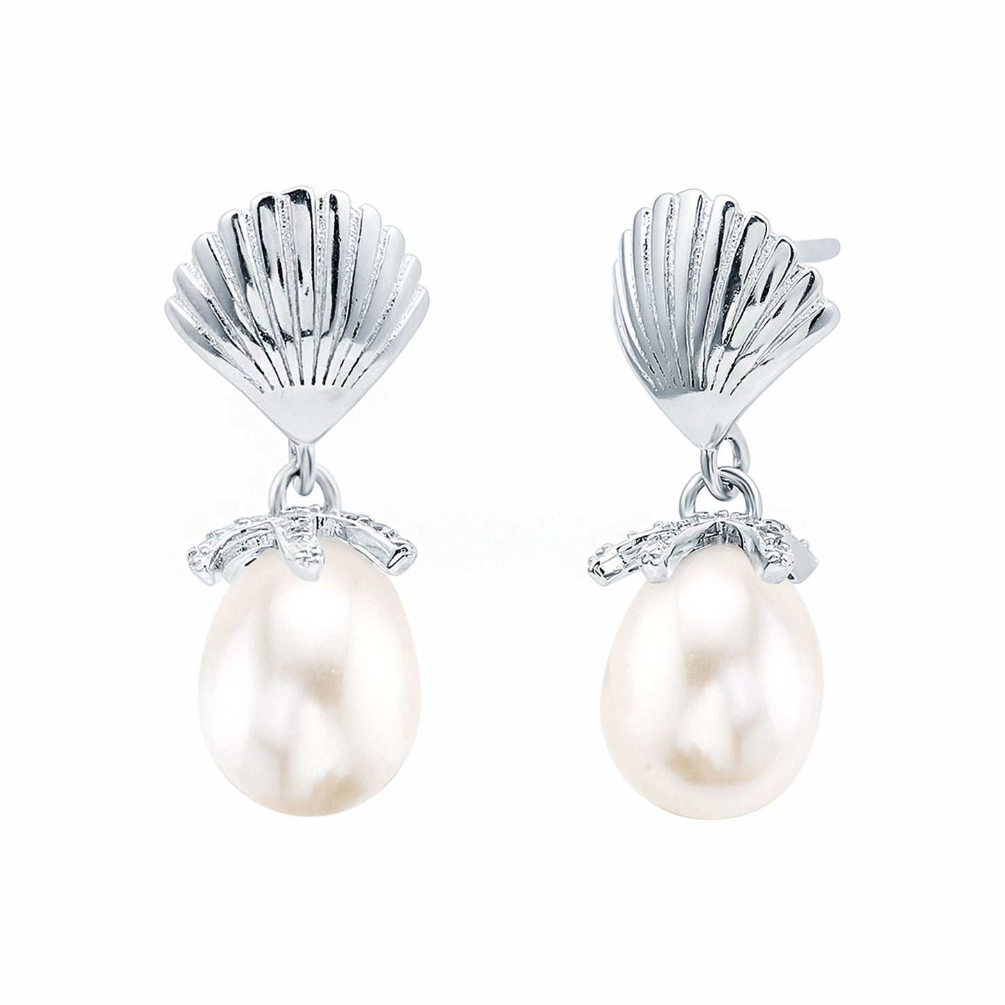 Sterling Silver 12 Carat Freshwater Pearl Drop Earrings with Certificate