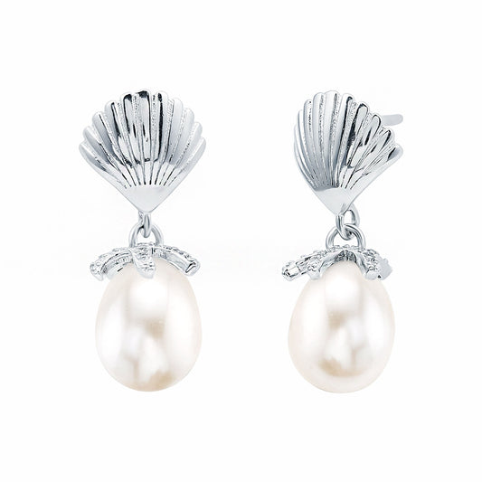 Sterling Silver 12 Carat Freshwater Pearl Drop Earrings with Certificate