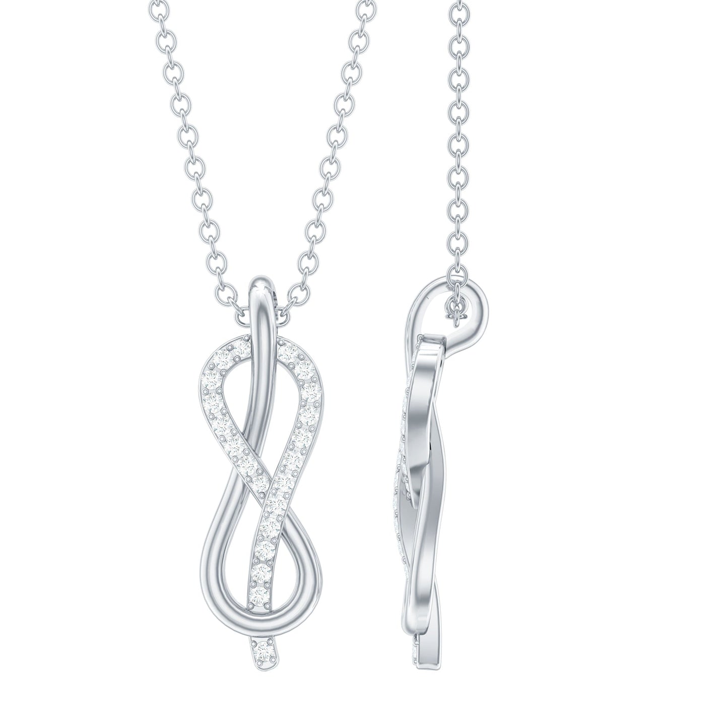 Natural Pave Set Diamond Infinity Necklace For Women