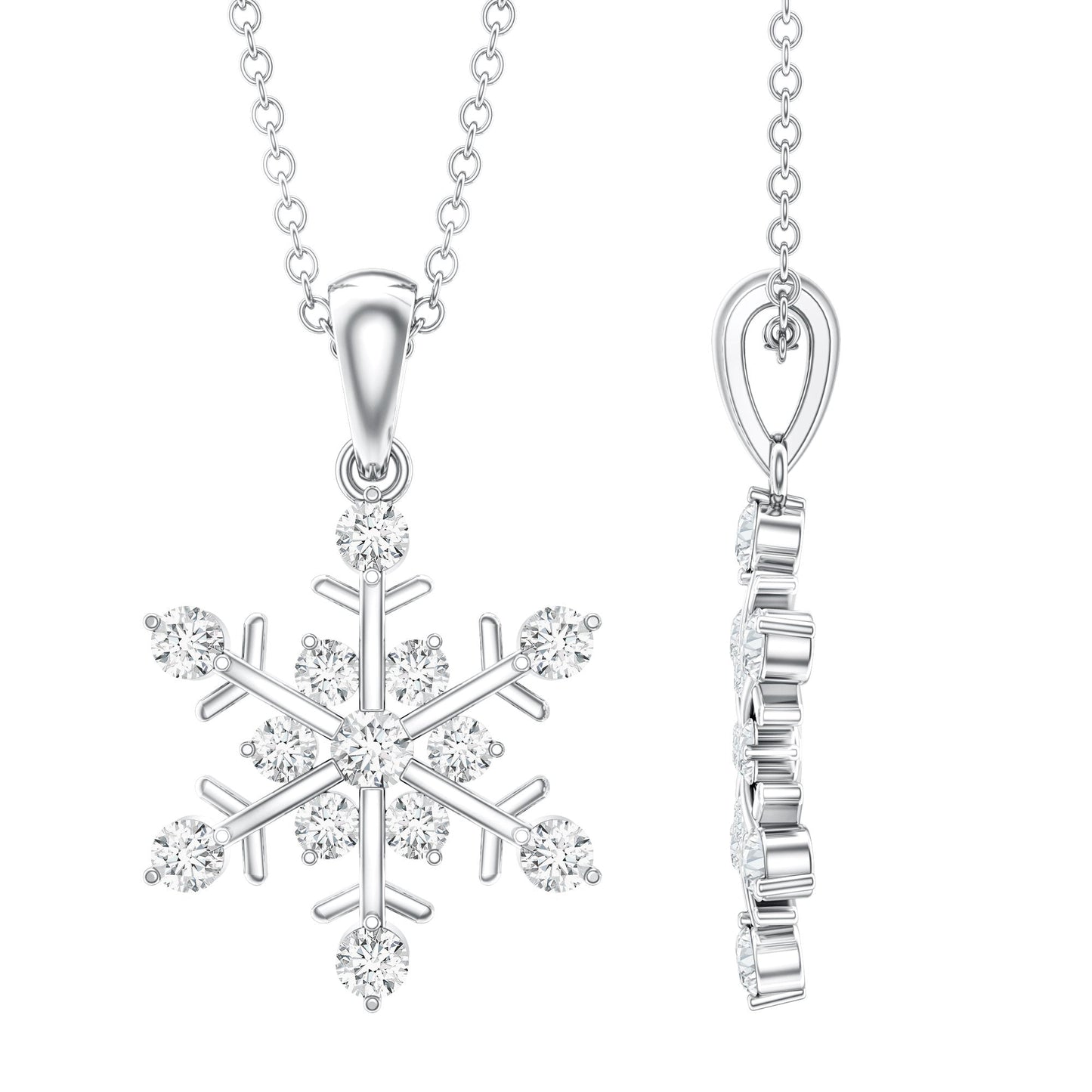 Certified Moissanite Scatter Snowflake Pendant