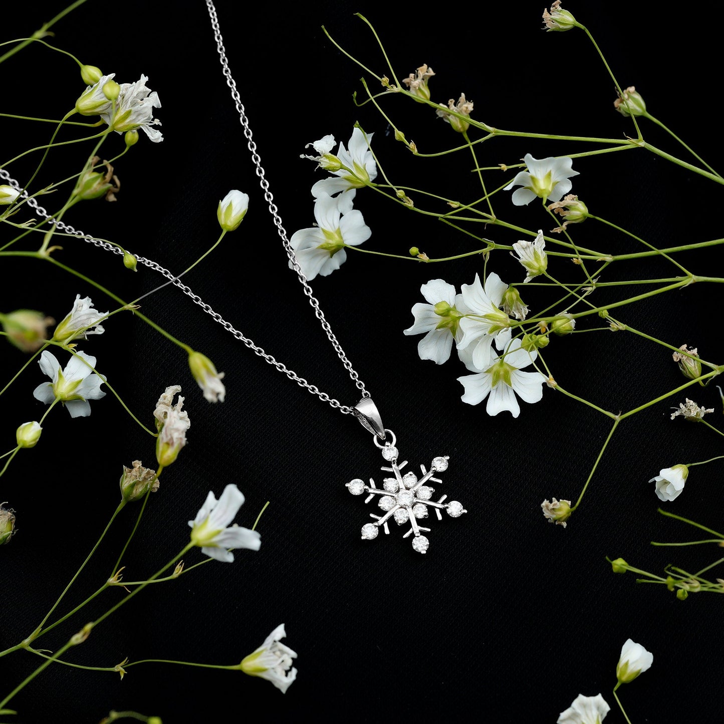 Certified Moissanite Scatter Snowflake Pendant