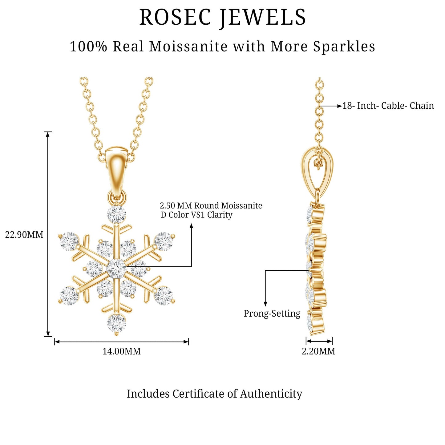 Certified Moissanite Scatter Snowflake Pendant