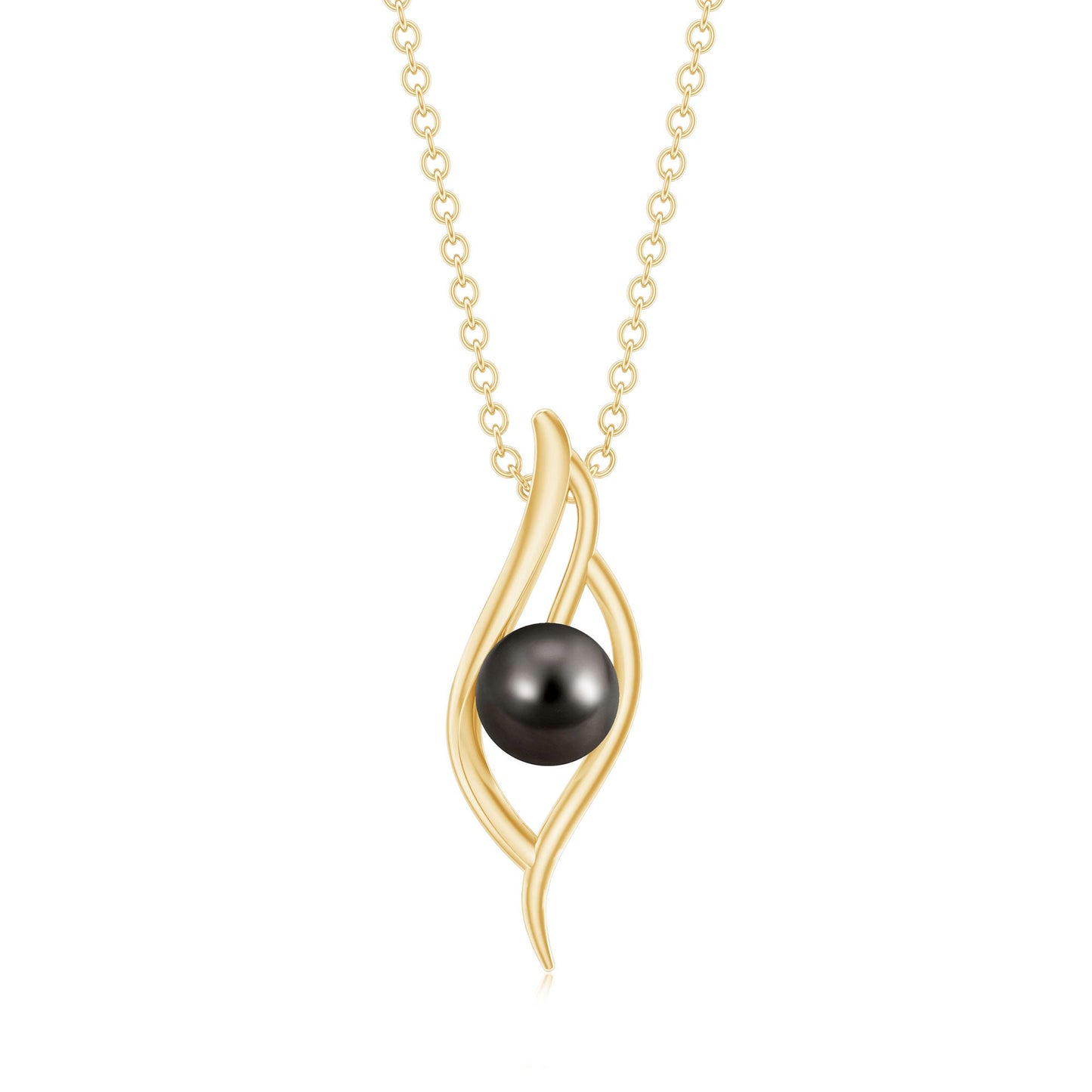 7.5 Carat Solitaire Black Pearl Leaf Pendant Necklace