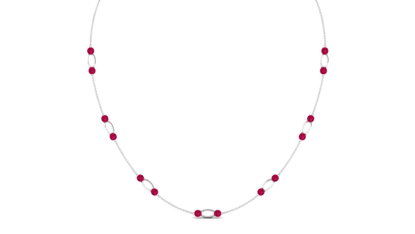4.7 Carat Lab Created Ruby Contemporary Station Chain Necklace