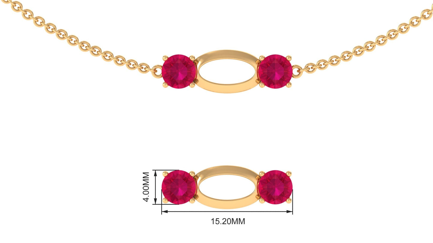 4.7 Carat Lab Created Ruby Contemporary Station Chain Necklace