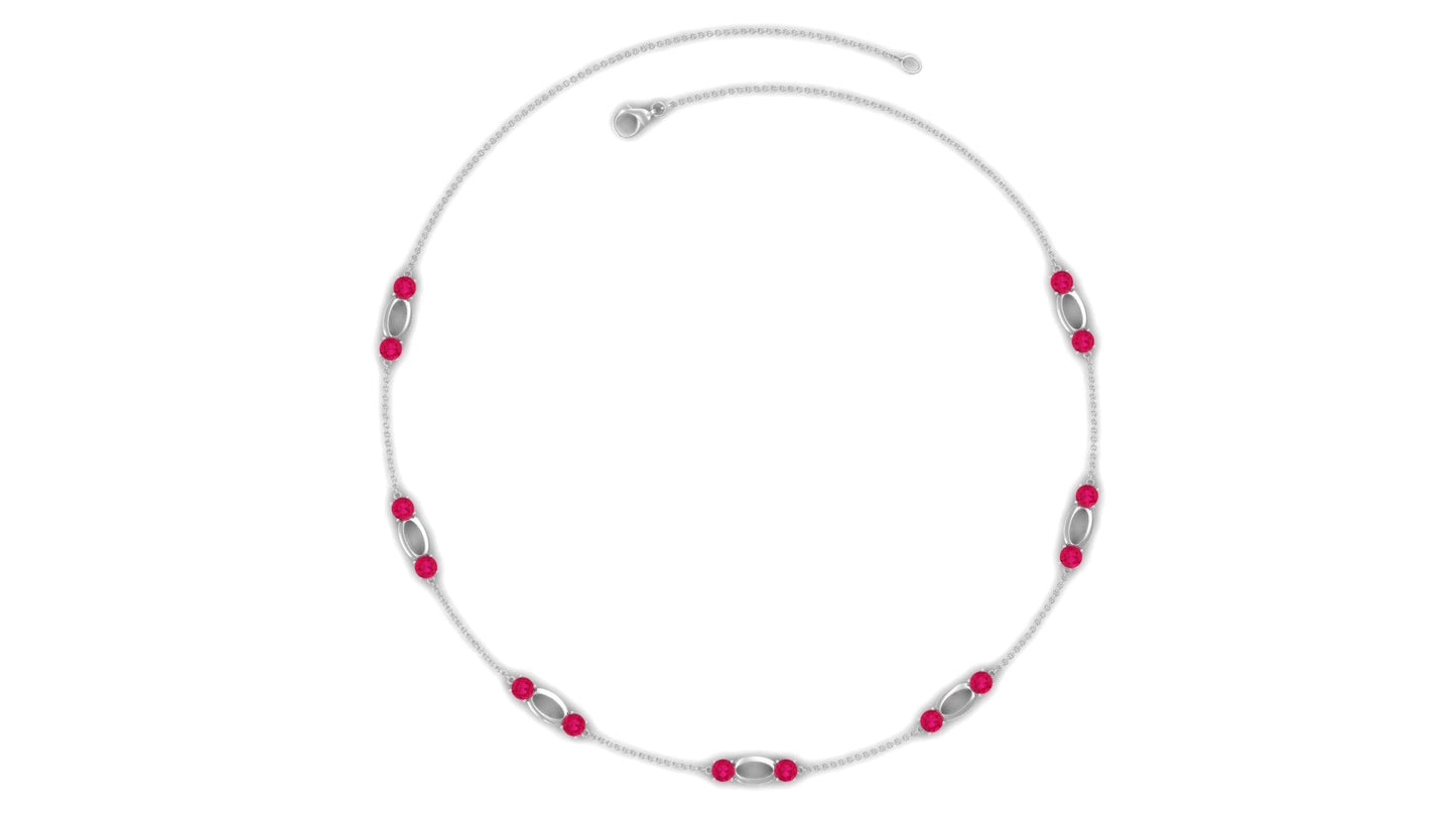 4.7 Carat Lab Created Ruby Contemporary Station Chain Necklace