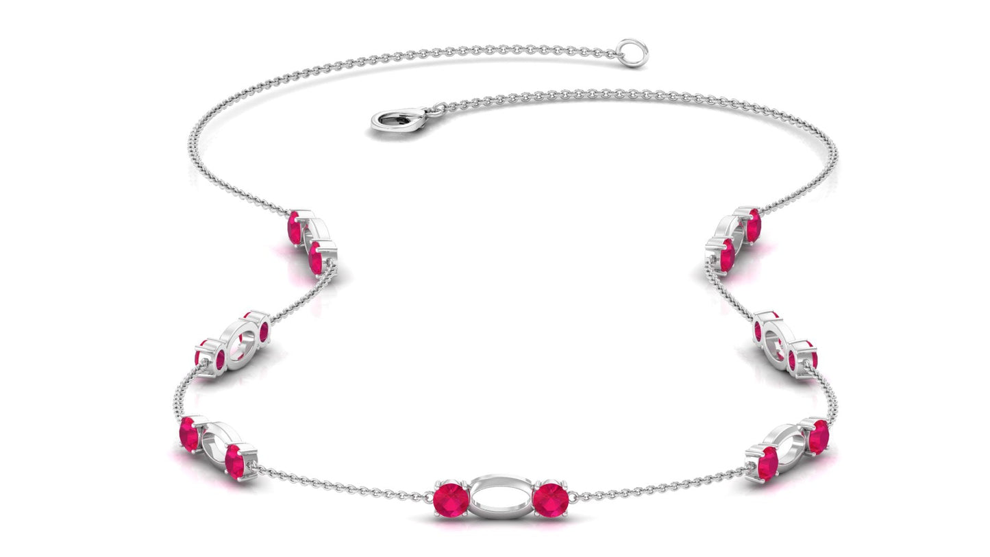 4.7 Carat Lab Created Ruby Contemporary Station Chain Necklace