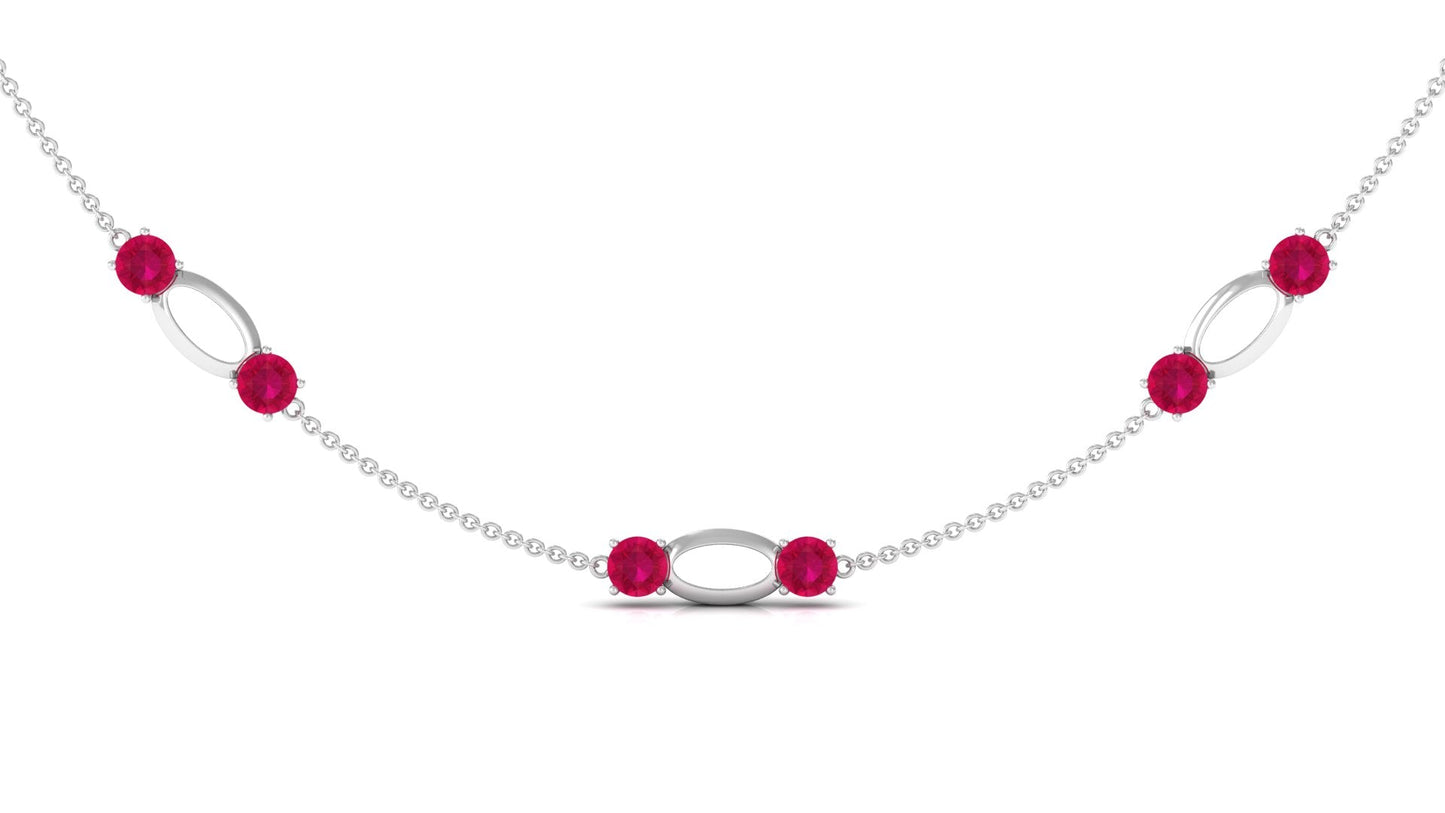 4.7 Carat Lab Created Ruby Contemporary Station Chain Necklace
