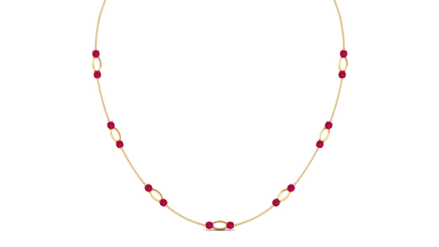 4.7 Carat Lab Created Ruby Contemporary Station Chain Necklace