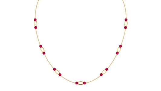 4.7 Carat Lab Created Ruby Contemporary Station Chain Necklace