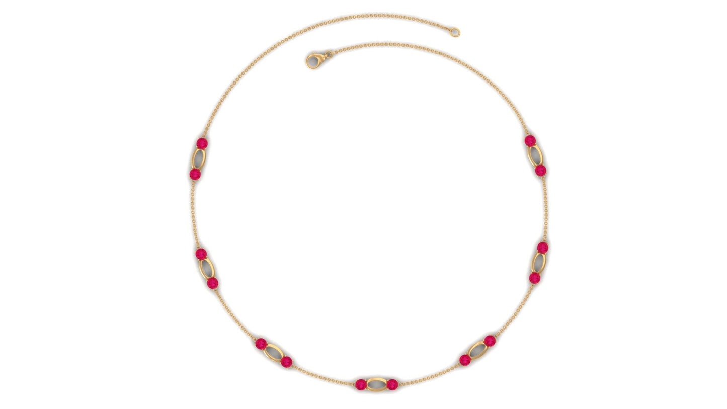 4.7 Carat Lab Created Ruby Contemporary Station Chain Necklace