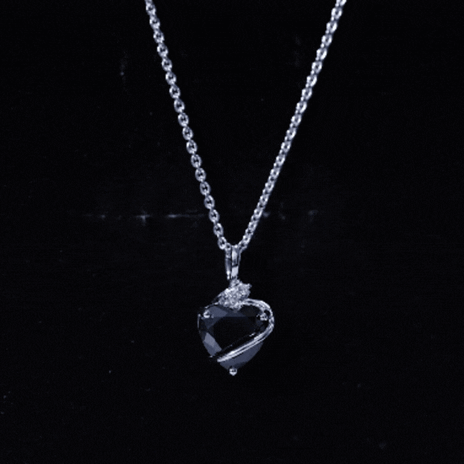 Certified 8 MM Lab Grown Black Diamond Heart Necklace
