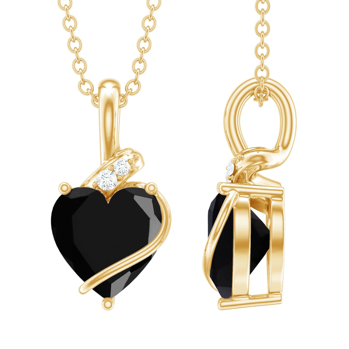 Certified 8 MM Lab Grown Black Diamond Heart Necklace