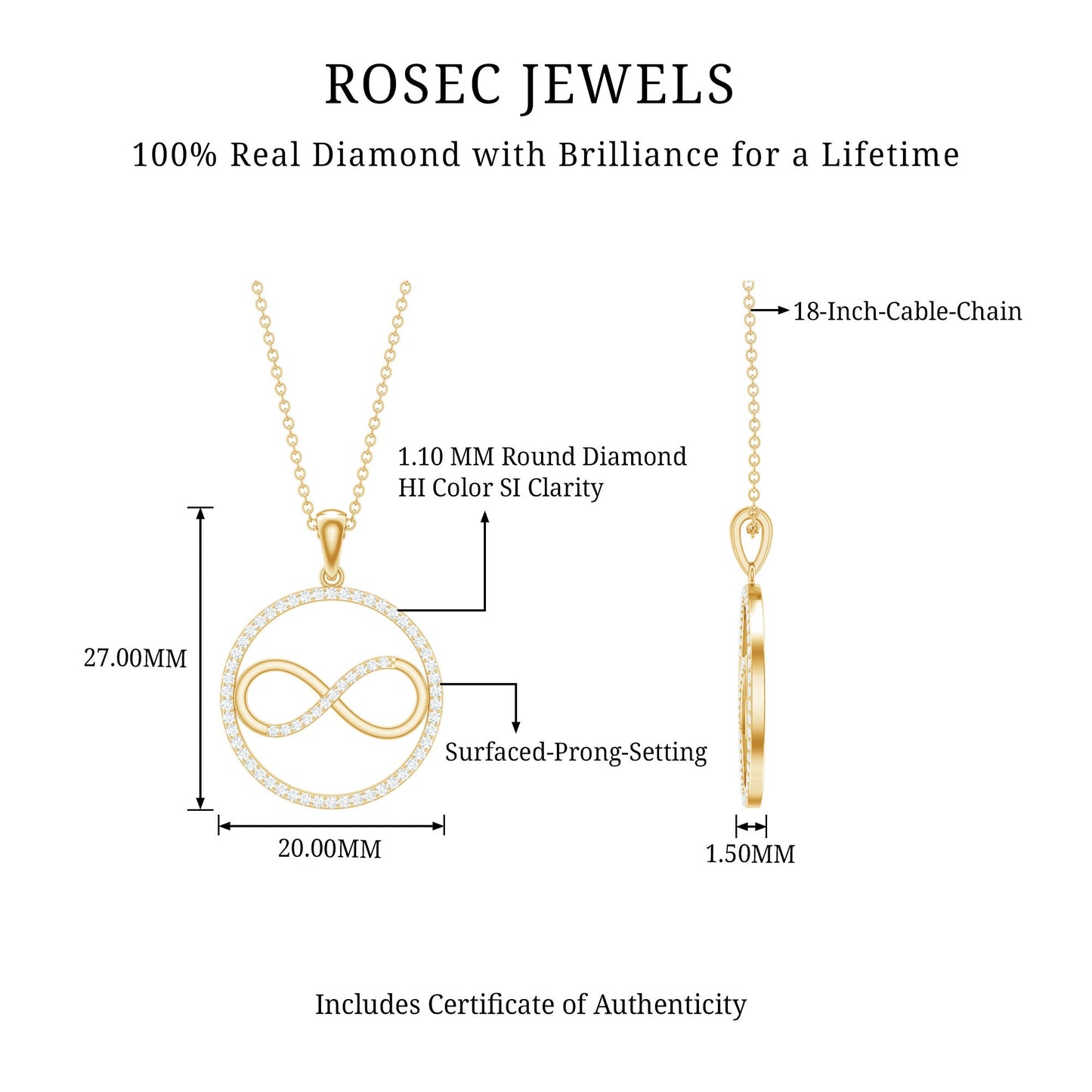 Diamonds Infinity Eternity Pendant Necklace