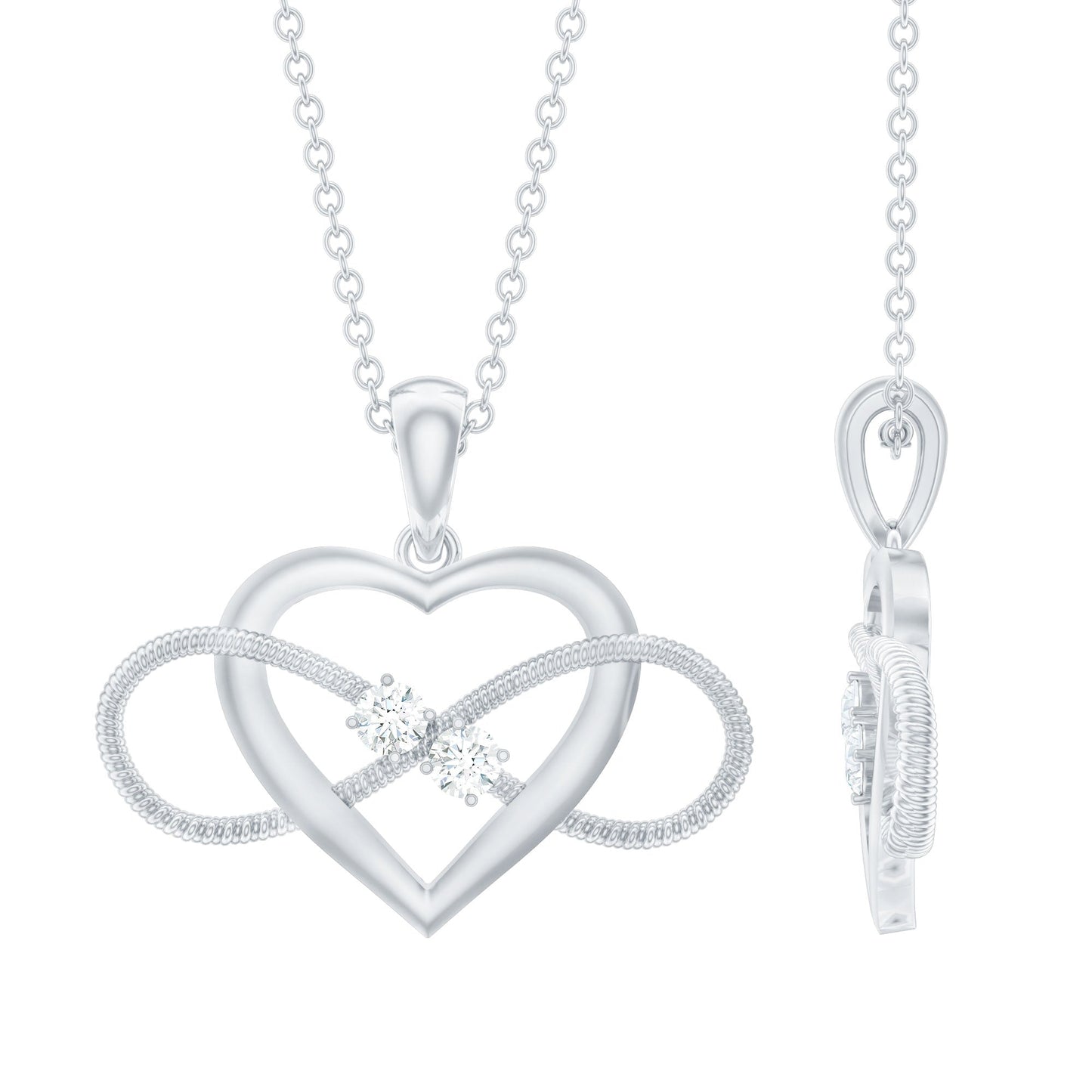 Natural Diamond Infinity Heart Necklace For Her