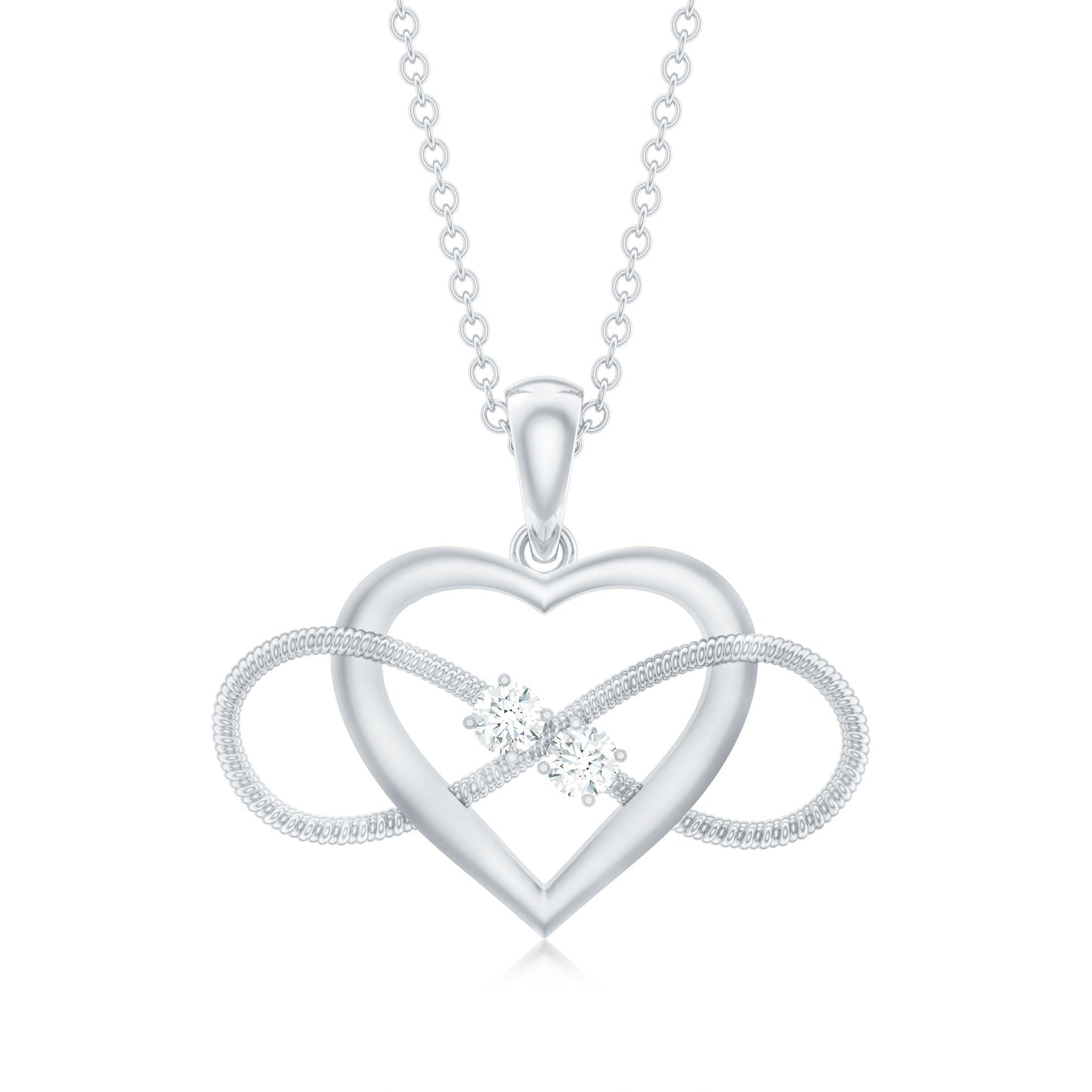 Natural Diamond Infinity Heart Necklace For Her