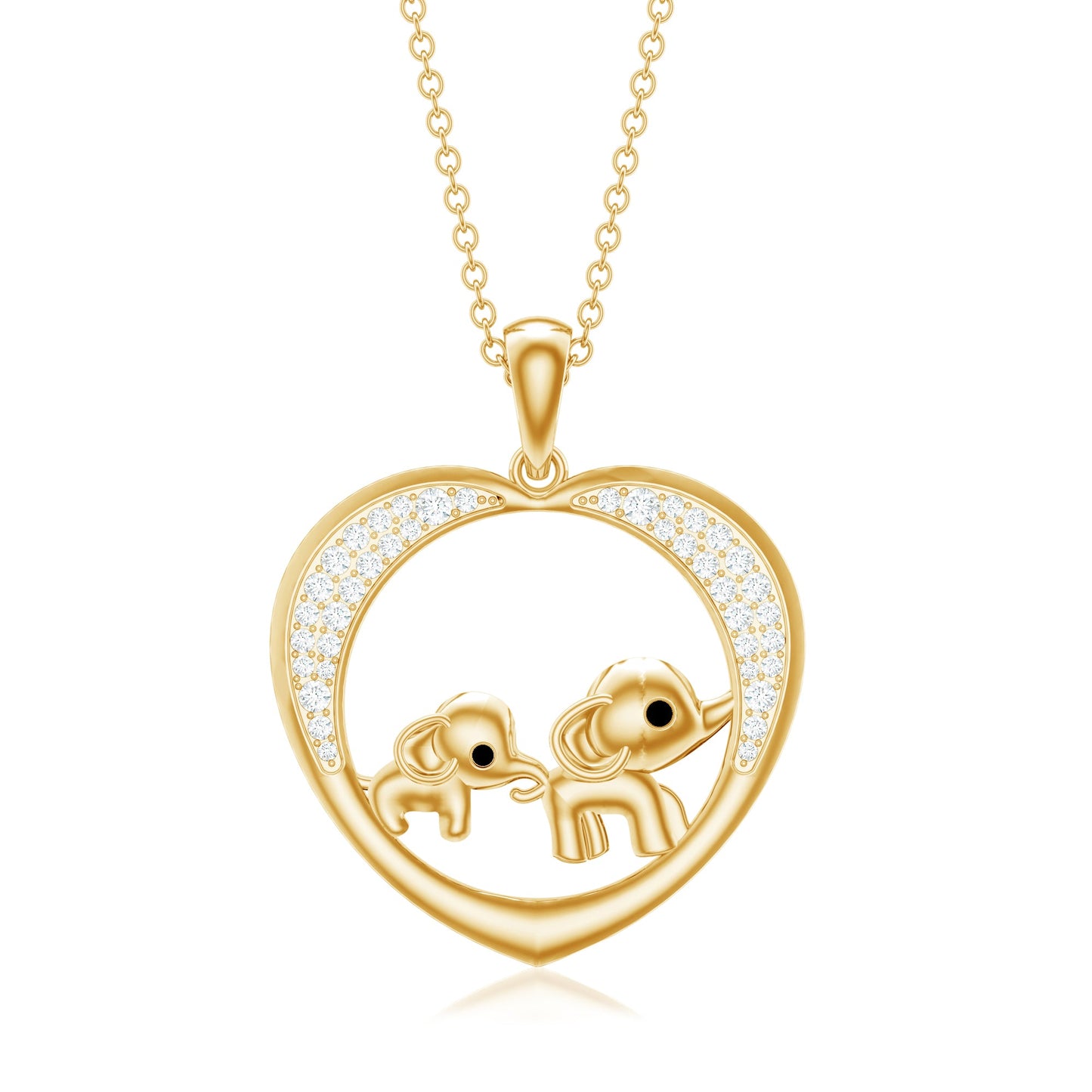 Diamond Elephant Mother Child Necklace
