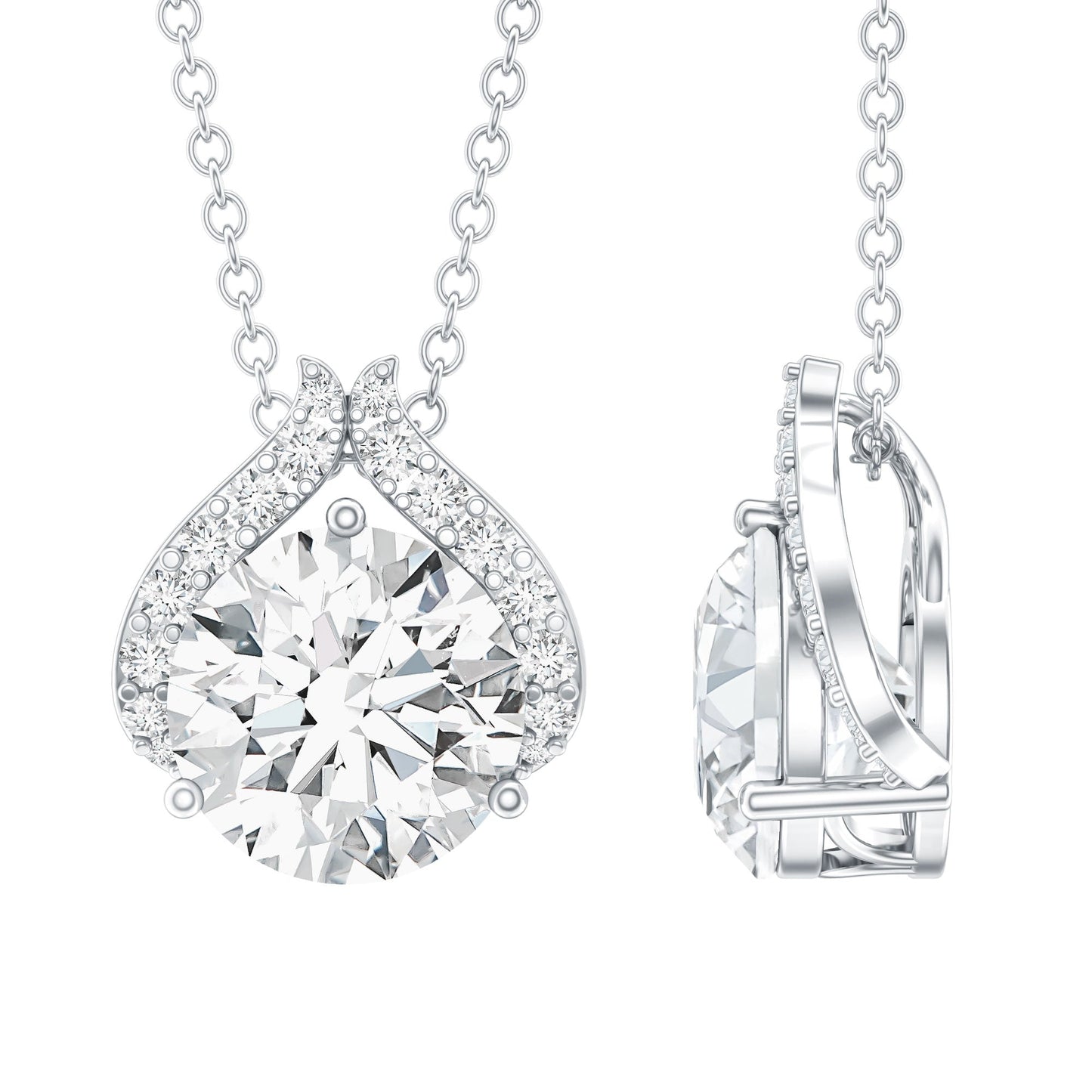 Certified 8 MM Round Lab Grown Diamond Bridal Necklace