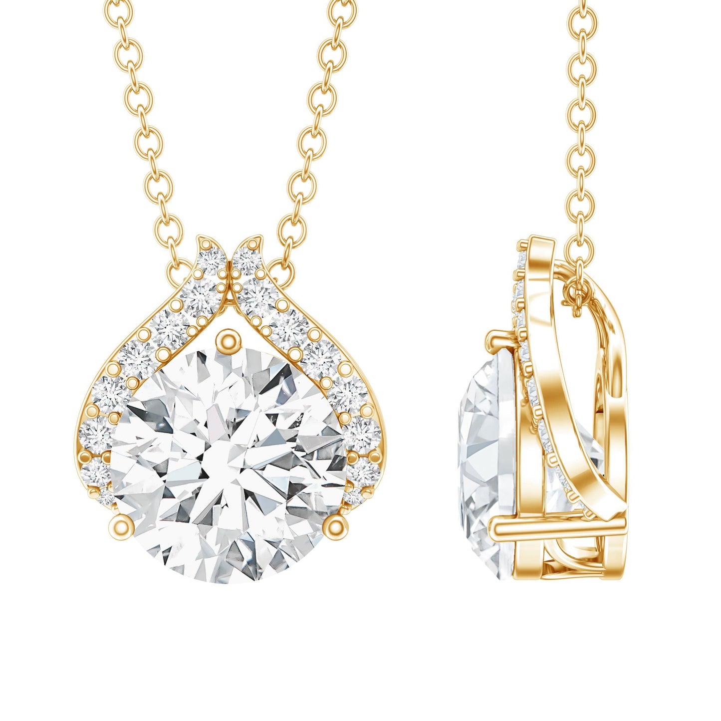 Certified 8 MM Round Lab Grown Diamond Bridal Necklace