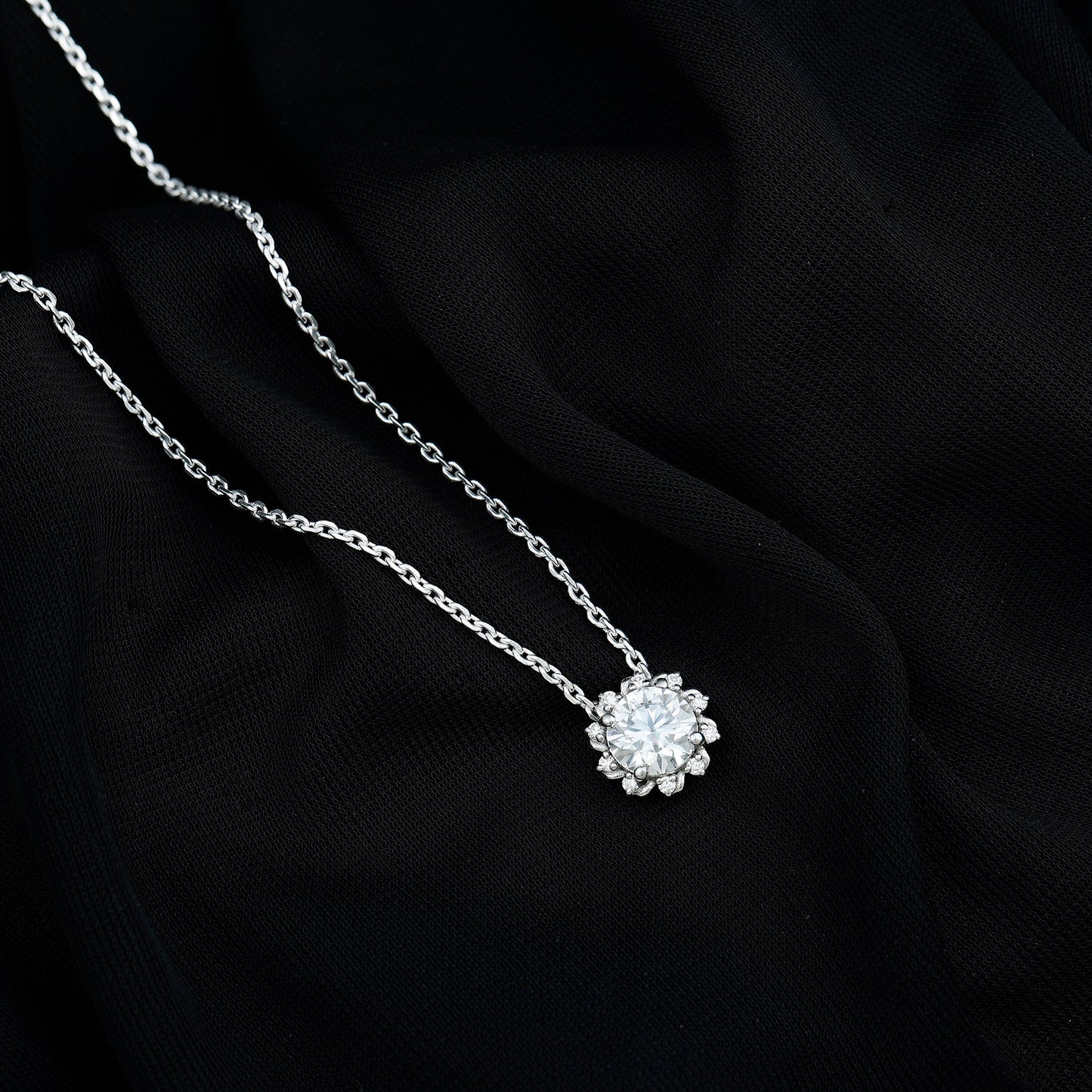 8 MM Round Cut Lab Grown Diamond Starburst Necklace