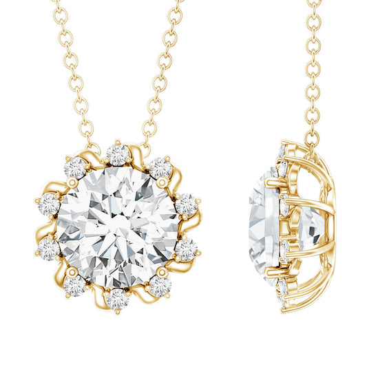 8 MM Round Cut Lab Grown Diamond Starburst Necklace