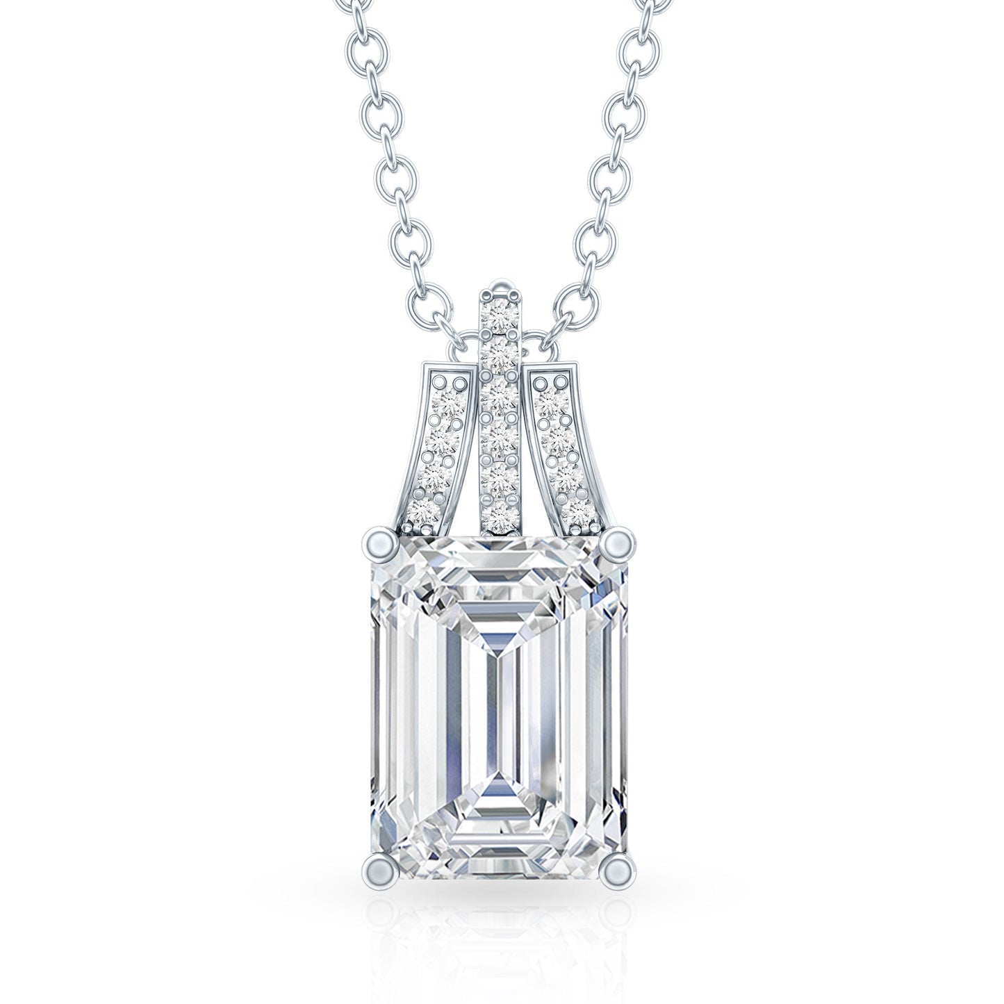 6X8 MM Solitaire Lab Grown Diamond Emerald Cut Necklace