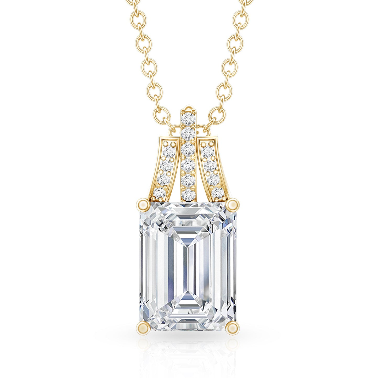 6X8 MM Solitaire Lab Grown Diamond Emerald Cut Necklace
