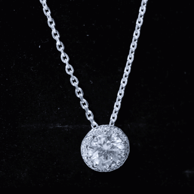 Certified 8 MM Circle Lab Grown Diamond Necklace With Halo