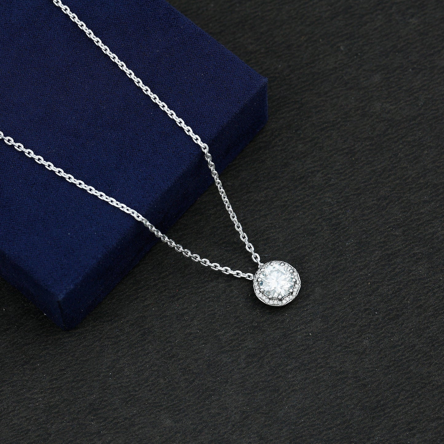 Certified 8 MM Circle Lab Grown Diamond Necklace With Halo