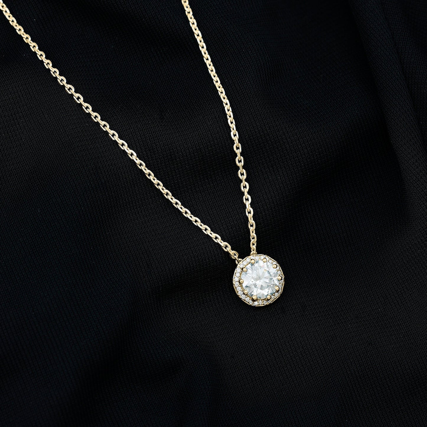 Certified 8 MM Circle Lab Grown Diamond Necklace With Halo