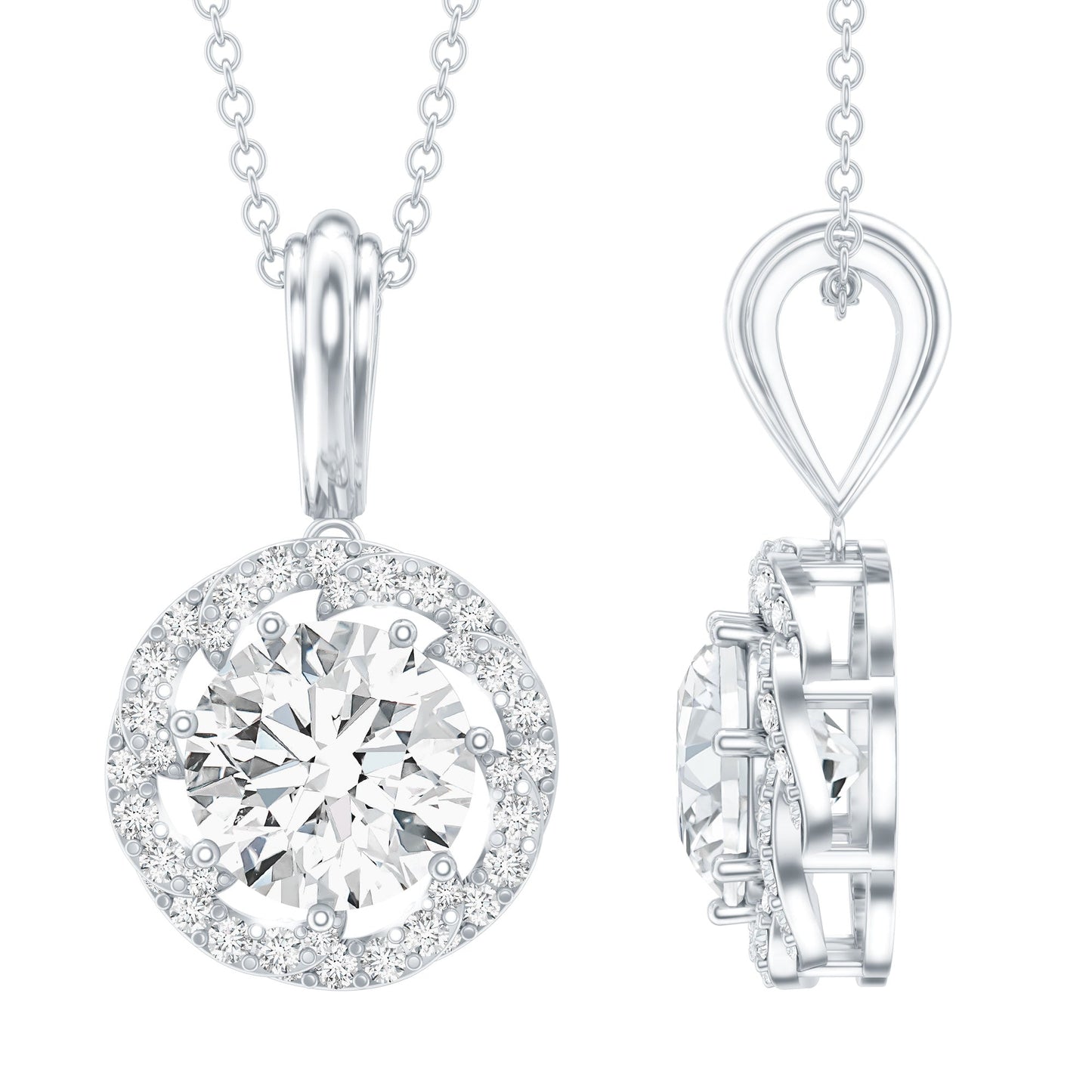 Certified 8 MM Lab Grown Diamond Halo Necklace