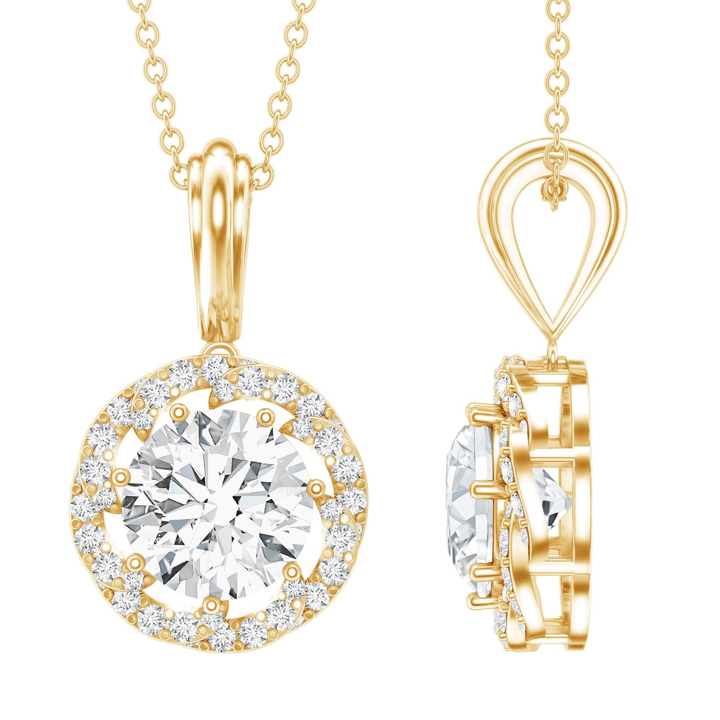 Certified 8 MM Lab Grown Diamond Halo Necklace