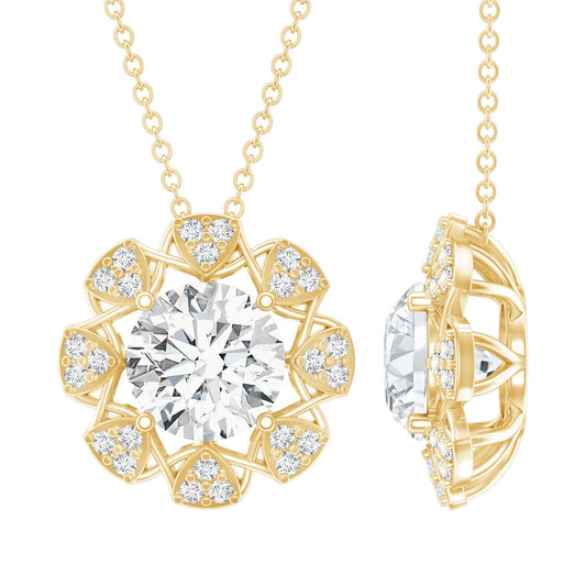 Certified 2 Carat Lab Grown Diamond Designer Solitaire Necklace