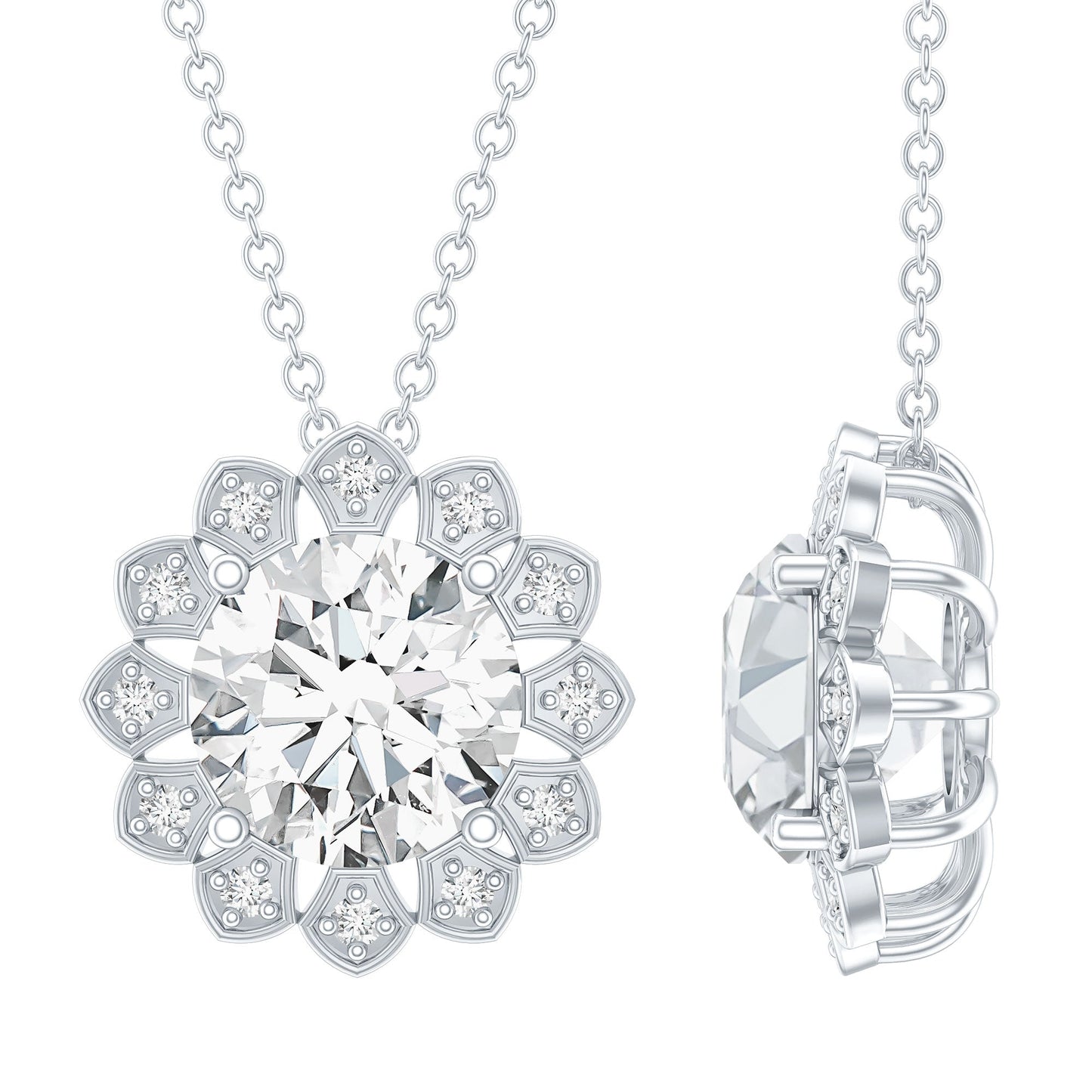 Certified 8 MM Lab Grown Diamond Cocktail Necklace For Women