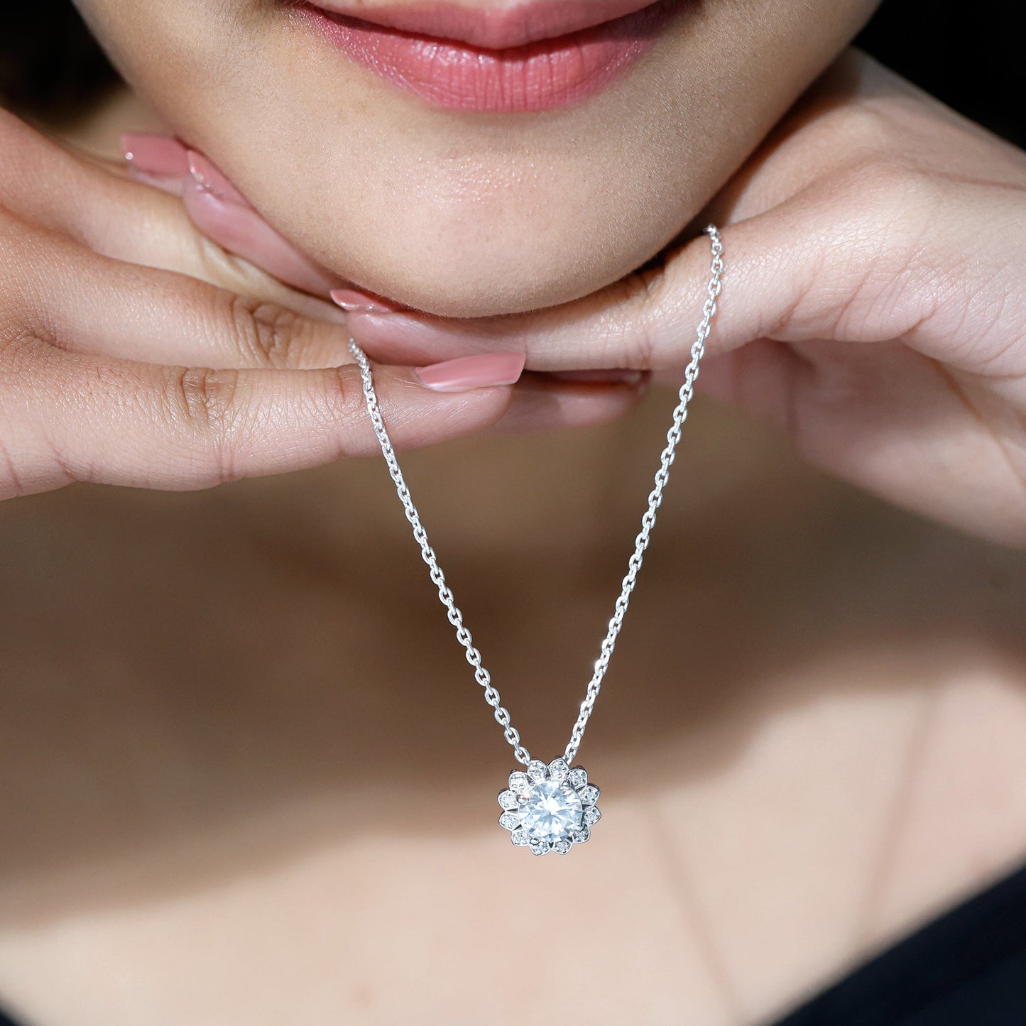 Certified 8 MM Lab Grown Diamond Cocktail Necklace For Women