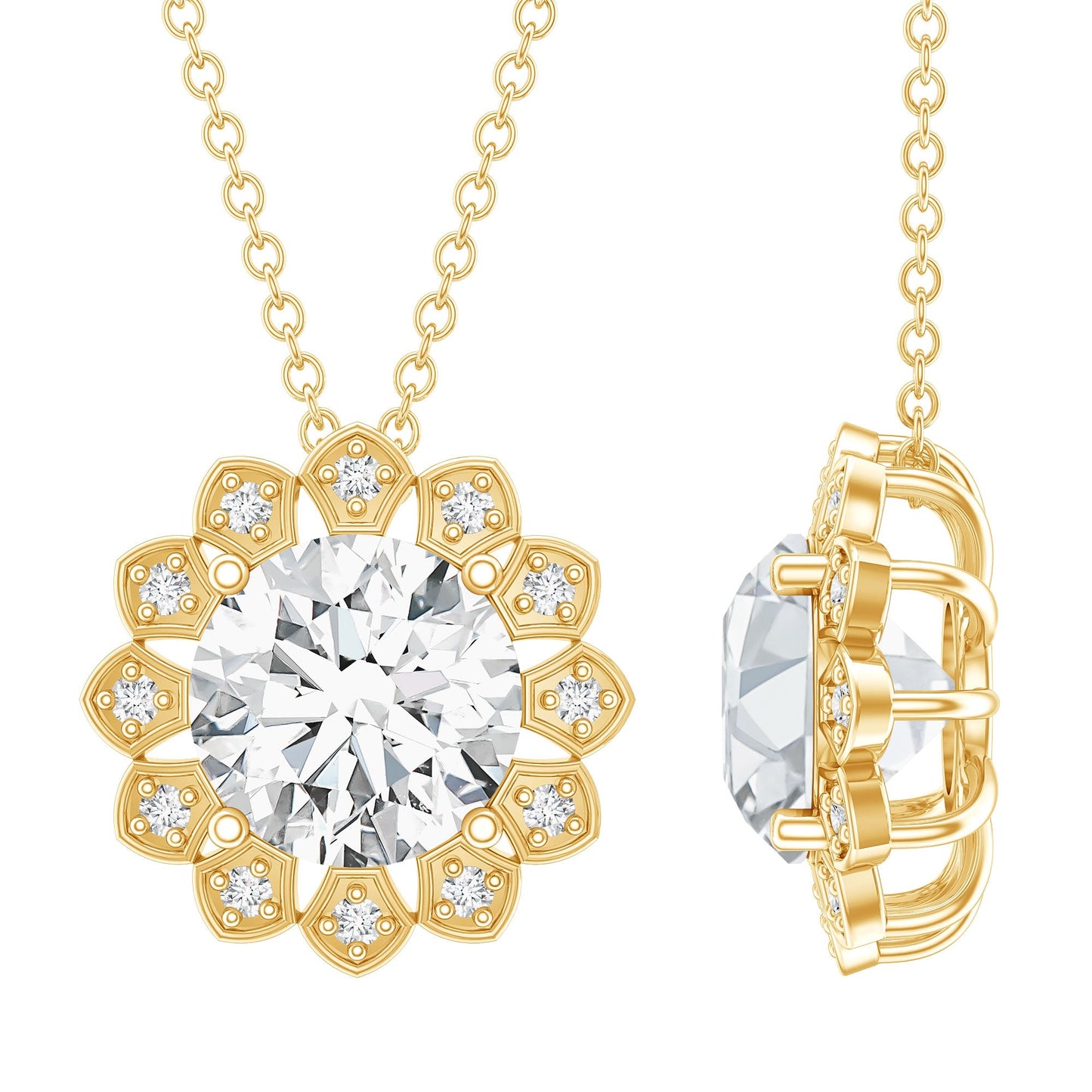 Certified 8 MM Lab Grown Diamond Cocktail Necklace For Women